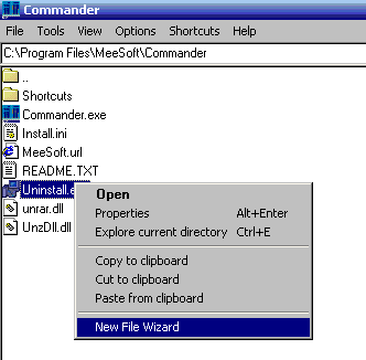 New File Wizard in the MeeSoft Commander