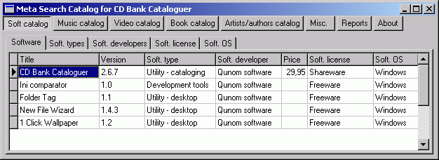 Meta Search Catalog screenshot - software list